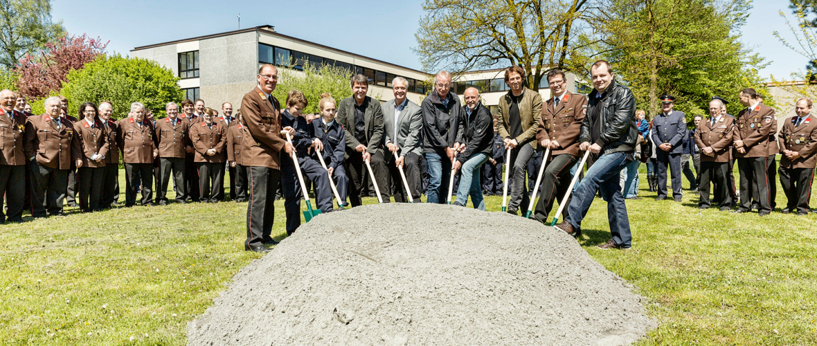 Spatensteich des neuen Feuerwehhauses