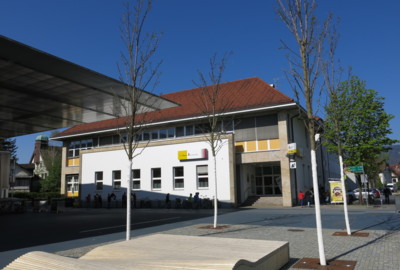 Kirchplatz Lustenau, Sperre vor der Post Kirchplatz Lustenau, Sperre vor der Post