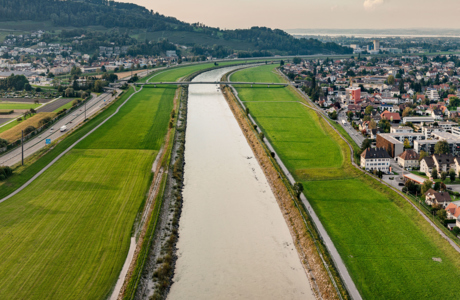 Luftaufnahmen_Velobrücke Au-Lustenau ©Lukas Hämmerle_Thoms Holzer_kl