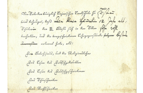 Schulzeugnis 1807 - Historisches Archiv Schulzeugnis 1807 - Historisches Archiv